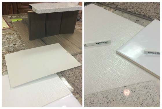 The design elements we picked out including cabinet color, countertops, laminate plank flooring, wall color, bathroom/laundry floor tiling, bathroom wall tiling, and carpet.